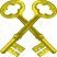 yellow crossed keys, vintage key